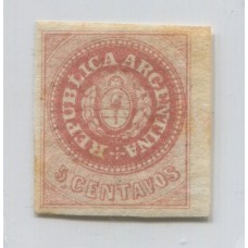 ARGENTINA 1862 GJ 10b ESCUDITO ESTAMPILLA NUEVA CON GOMA Y VARIEDAD PUNTO SOBRE LA 